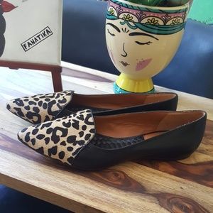 Dolce Vita leather leopard flats w/ dyed calf hair